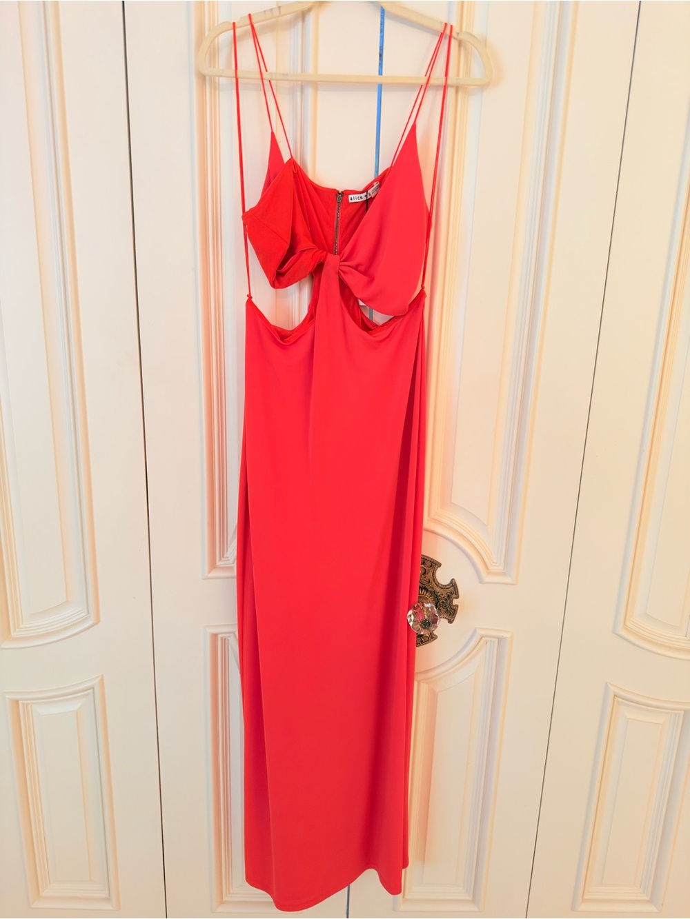 Alice + Olivia Orange Cutout Tie-Front Maxi Dress